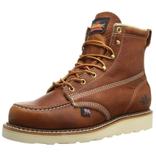 Thorogood American Heritage 6” Moc Toe Work Boots for Men - Soft Toe, Premium Full-Grain Leather with Slip-Resistant Wedge Outsole and Comfort Insole; EH Rated, Tobacco Oil-Tanned - 11.5 D US