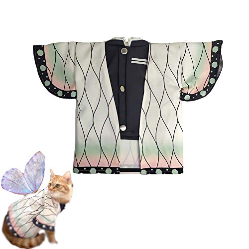 YesCoser Halloween Pet Costume Anime Cosplay Clothes Puppy Cat Small Dog Cartoon Costume Kimono (Kochou Shinobu)