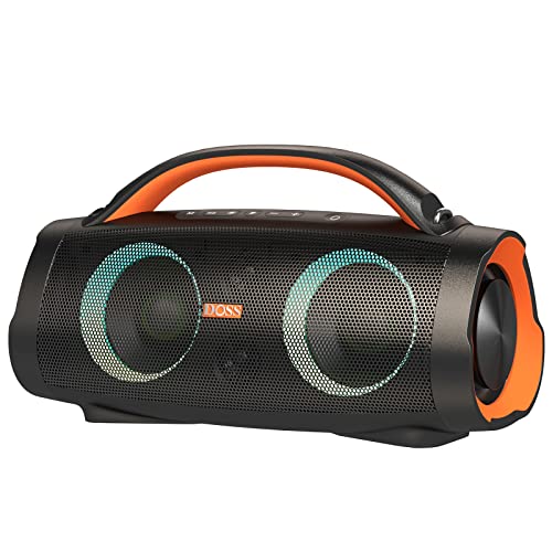 DOSS Extreme Boom+ Outdoor Speaker with 100W Stereo Sound, Rich Bass, 20H Playtime, Power Bank, Mixed Color Light, IPX6 Waterproof Speaker for Camping, Beach-Orange