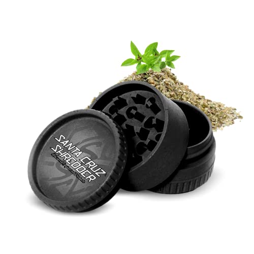 Santa Cruz Shredder Grinder for Herbs Knurled Top for Stronger Grip 3-Piece 2.2' (Black)