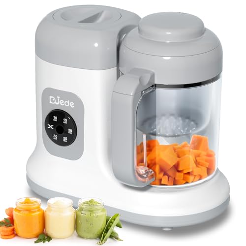 Baby Food Maker - DUEDE One Button Rotate & Press Control, Baby Food in Minutes, Processor Steamer Puree Blender, Auto Cooking & Stirring, Healthy Homemade Food for Infants & Toddlers, White