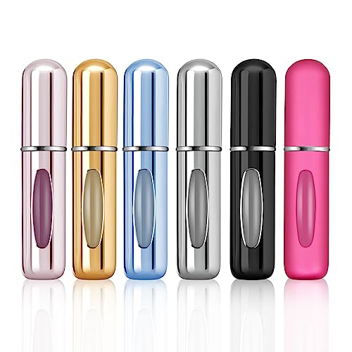 LABOTA Portable Perfume Travel Refillable Bottle, Travel Size Cologne Atomizer Dispenser, Pocket Purse Perfume On The Go Container, Spray Bottles For Traveling 5ml (6 Pack)