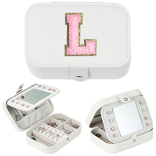 Parima Travel Jewelry Case for Women Girls, L Initial Travel Jewelry Case | Medium Jewelry Travel Case | Personalized Travel Mini Jewelry Case | Birthday Gifts for Women Mom Grandma