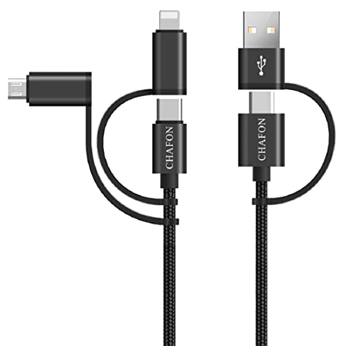 CHAFON USB C Fast Charging Cable PD 60W/3A Nylon Braided Charging Cords 5 in 1 USB A/C to Type C/Micro iPhone Charger Compatible with iPhone 15 Pro Max 14 13 12 Galaxy S23 iPad Pro Android (3.3FT)