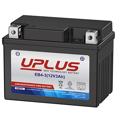 UPLUS YTX4L-BS AGM Battery, EB4-3 12V 3Ah SLA Batteries Maintenance Free Scooter ATV Motorcycle Battery, Replacement for YT4L-BS, AGM12-4, LTX4L-BS, NTX4L-BS, CTX4L-BS, GTX4L-BS, FTX4L-BS