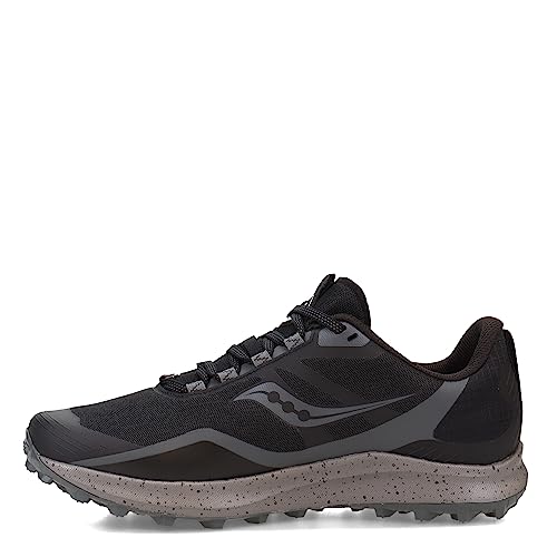 Saucony Men's Core Peregrine 12 Trail Running Shoe, Black/Charcoal, 10