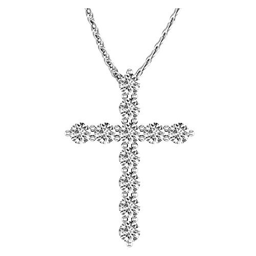 1 1/2 1.5 Carat IGI Certified LAB-GROWN Cross Diamond 14K White Gold Pendant Necklace (H-I Color VS1-VS2 Clarity)