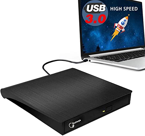 Gotega External DVD Drive, USB 3.0 Portable +/-RW , DVD Player for CD ROM Burner Compatible with Laptop Desktop PC Windows Linux OS Apple Mac Black