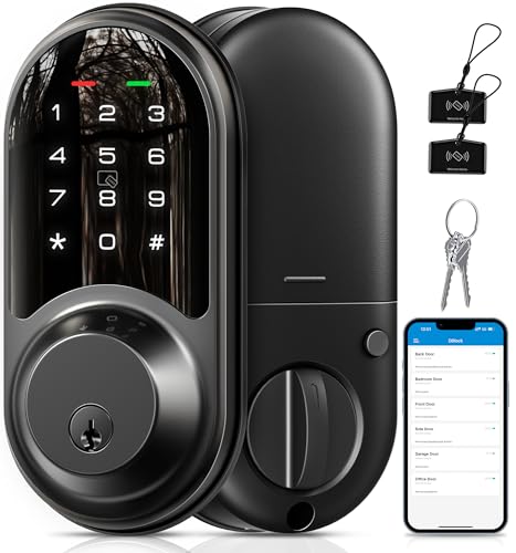 Veise Smart Lock, Keyless Entry Door Lock, Smart Locks for Front Door with App Control, Electronic Digital Lock with Touchscreen Keypad Set, Smart Deadbolt, Auto Lock, Easy Installation, Matte Black