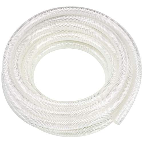 3/4' ID x 25 Ft High Pressure Braided Clear PVC Vinyl Tubing Flexible Vinyl Tube, Heavy Duty Reinforced Vinyl Hose Tubing, BPA Free and Non Toxic