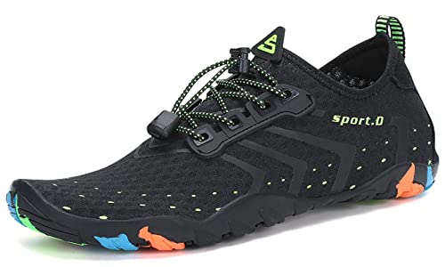 SAGUARO Water Shoes Quick-Dry Beach Swim Aqua Shoes Resistant Surfing Kayaking for Womens Mens, Ebony Black