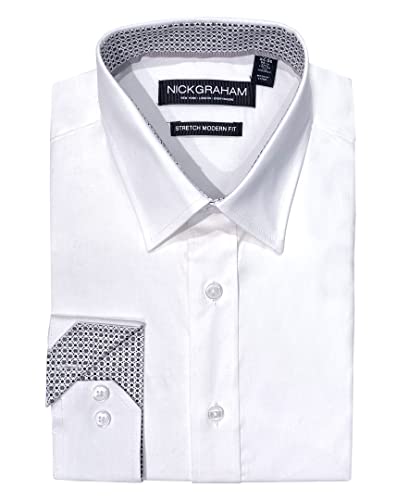 Nick Graham Men's Solid Dress Shirt, White, 2XL-XL 18-18.5 36/37