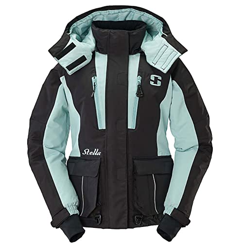 Striker Women's Stella Durable Windproof Water-Resistant Insulated Outdoor Ice Fishing Jacket with Removable Hood & Sureflote Flotation Technology, Black/Frost, X-Large