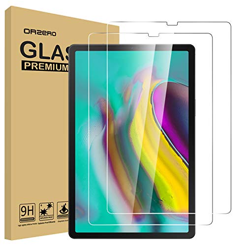 Orzero (2 Pack) Compatible for Samsung Galaxy Tab S5e (T725, T720), Tab S6 10.5 inch 2019 Tempered Glass Screen Protector, 9 Hardness HD Anti-Scratch Full-Coverage (2.5D Arc Edges)