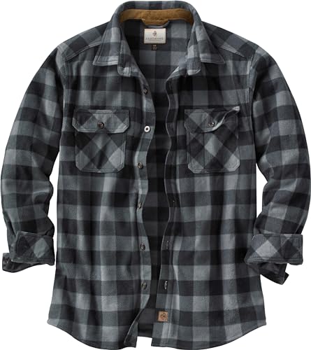 Legendary Whitetails Men's Standard Navigator Fleece Button Up Shirt, Graphite Plaid, Large