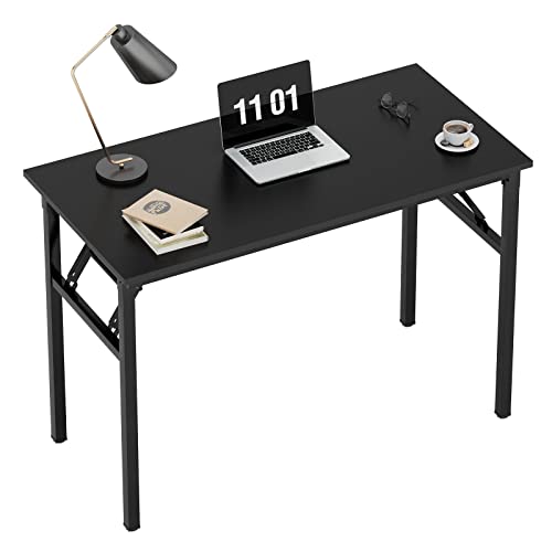 Need Small Computer Desk 31.5 inches Folding Table No Assembly Sturdy Small Writing Desk Folding Desk for Small Spaces, All Black AC5-8040-CB