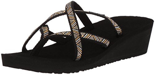 Teva Women's W Mush Mandalyn Wedge Ola 2 Flip-Flop, agave black/metallic, 8 M US