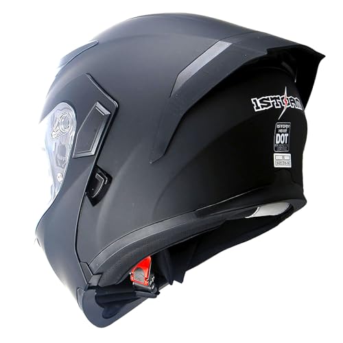 1Storm Motorcycle Modular Full Face Helmet Bike Flip up Dual Visor Sun Shield: HB89 Matt Black