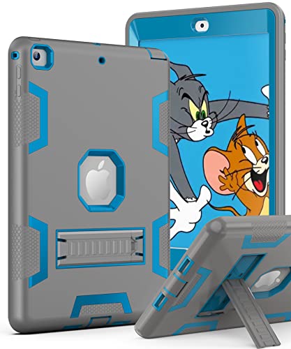 TOPSKY Case Compatible with iPad Air 1st Generation/A1474/A1475/A1476 9.7 inch, Heavy Duty Shockproof Rugged Defender Built in Kickstand Protective Cover Cases for iPad Air,Grey Blue