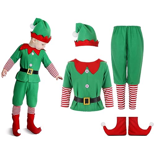 Geyoga Christmas Costumes Cute Outfits Include Hat Shoes and Other Accessories for Kids Cosplay (Boy,Medium)