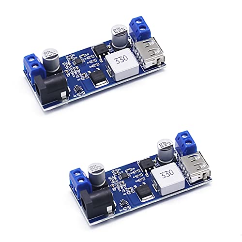 Buck Converter Step Down Module LM2596S DC to DC, 24V 12V to 5V 5A Power Module DC~DC Voltage Regulator Board Supply Module, Pack of 2