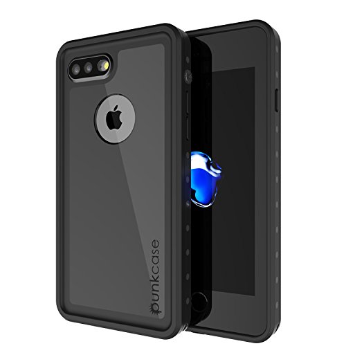 PunkCase iPhone 8 Plus Waterproof Case [StudStar Series] [Slim Fit] [IP68 Certified] [Shockproof] [Dirtproof] [Snowproof] Universal Armor Cover Compatible with Apple iPhone 7+ Plus & 8+ Plus [Black]