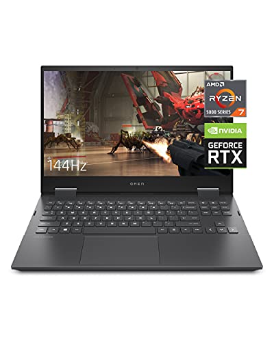 Omen 15 Gaming Laptop, NVIDIA GeForce RTX 3060, AMD Ryzen 7 5800H, 8 GB RAM, 512 GB SSD, 144Hz Full HD IPS Display, 7ms Response Time, Windows 10 Home, AMD FreeSync, Thin & Light (15-en1010nr, 2021)