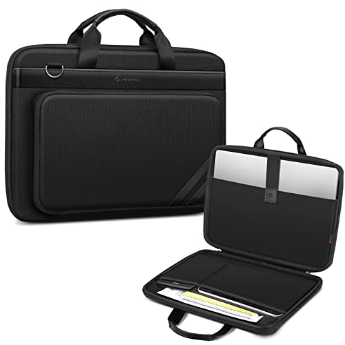 FINPAC 15.6 Inch Laptop Sleeve Case - Briefcase Shoulder Bag with Tablet Pocket and Accessory Pouch for MacBook Air 15, MacBook Pro 15 16 and Up to 15.6' Samsung Lenovo HP Acer ASUS Dell Laptop, Black