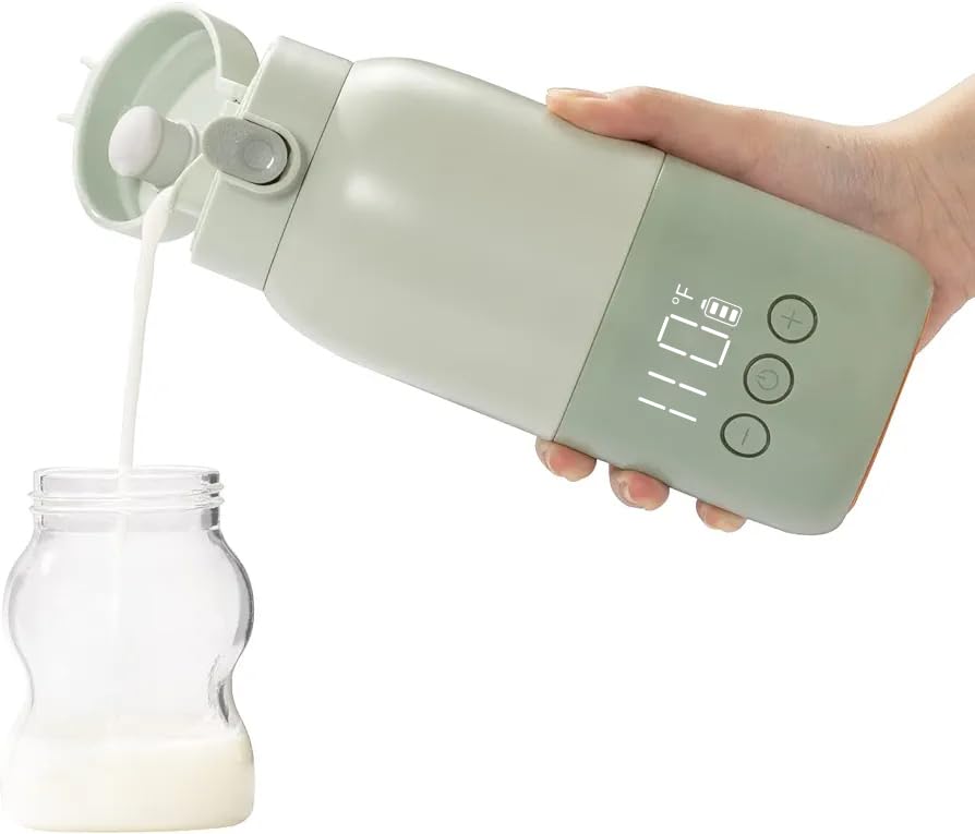 BOLOLO portable milk warmer with super fast charging and cordless, instant breastmilk, formula or water warmer with 10 ounces big capacity, Baby Flask for vehicle,car,airplane journey