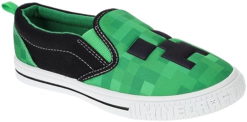Minecraft Boys' Slip-On Shoes for Big Kids, Sport Skate Shoe Casual, Green, Size 3
