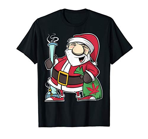 Stoned Santa Smoking Bong Marijuana Weed Christmas T-Shirt