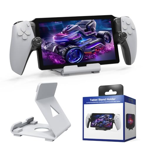 AZURAOKEY Desktop Bracket Rack for PS5 Portal Steam Deck ROG Switch Save Space Tablets Stand Handheld Game Console Holder with Anti-Slip Silicone Pad