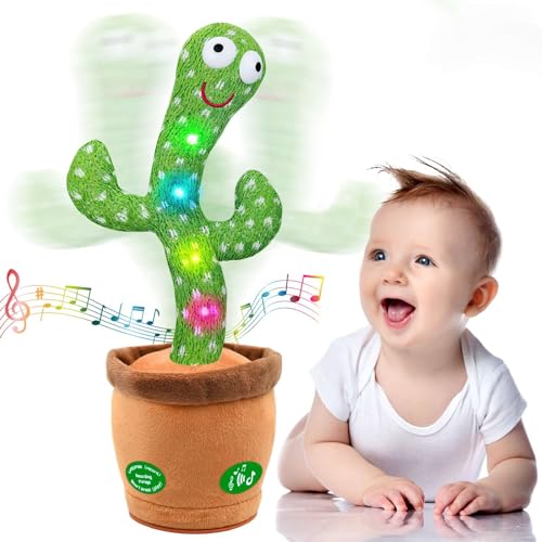 LGOUYGG Cactus Baby Toy Tummy Time, Singing Talking Repeating Mimicking Cactus Toys with Light Up Music Repeat What You Say, Interactive Musical Toy Boy Girl Gifts for Infants Toddlers Babies