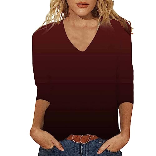 Epic Deals,Spandex T Shirts Womens Tops 3/4 Sleeve Summer Print Plain Travel Cute Tops V Neck Slim Fit Half Sleeve Tee Quilting Supplies Clearance,Plaid Tops for Women