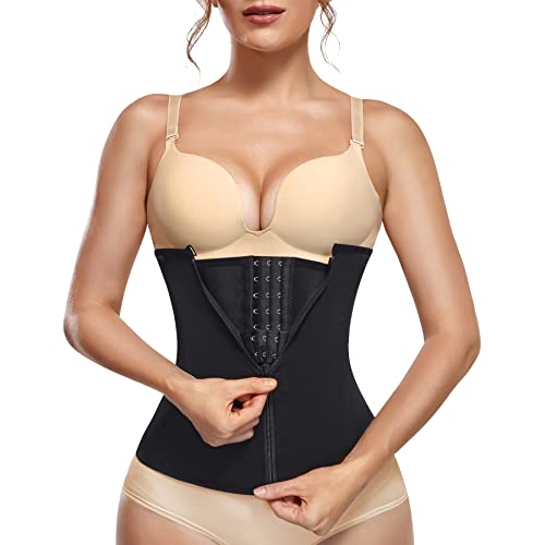 MERYOSZ Waist Cincher for Women Zipper Waist Trainer Shapewear Mesh Body Shaper Corset Plus Size Trimmer for Tummy Control (Black,M)