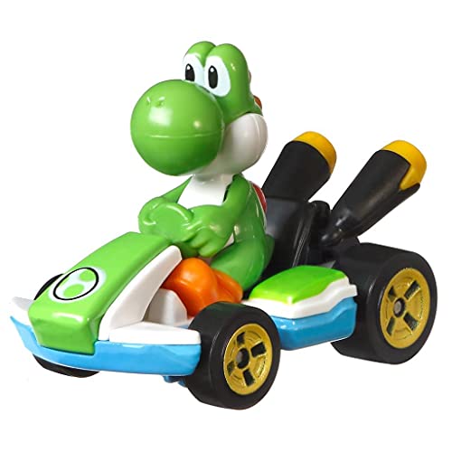 Hot Wheels Mario Kart Characters and Karts as 1:64 Die-Cast Cars, Yoshi Kart