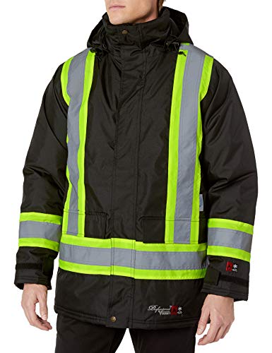 VIKING Professional Freezer Insulated Journeyman FR Jacket - Waterproof 300D Trilobal Rip-Stop Hi Vis Jackets for Men, Black - X-Large