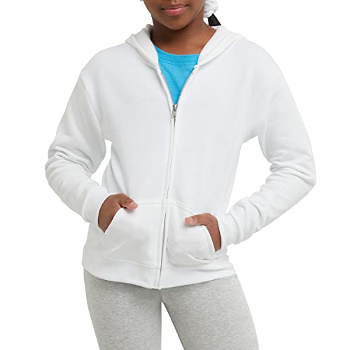 Hanes girls Comfortsoft Ecosmart Full-zip Hoodie Hooded Sweatshirt, White, Medium US