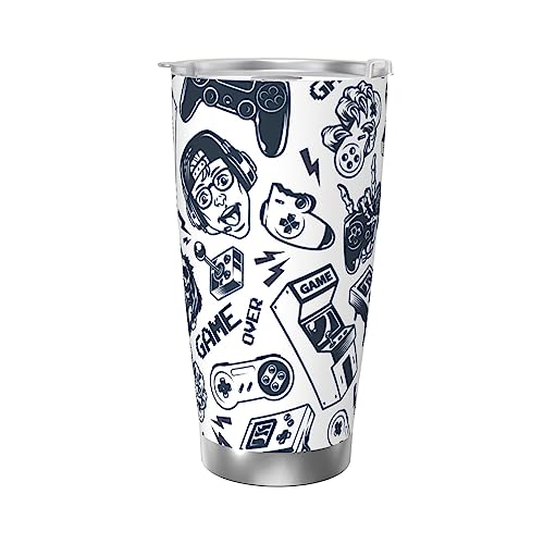 Wiqodme Retro Gaming Joystick Gamepad Gorilla Arcade Game Tumbler Coffee Cup Stainless Steel Vacuum Insulated Tumbler with Lid Car Cup Travel Mug for Hot and Cold Drinks 20oz