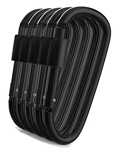 Gold Lion Gear Aluminum Carabiner with Lock 3' - Carabiners - D Shape Heavy Duty Buckle - Locking Carabiner Clip - Key Ring - Backpack Clip - D Clips - Key Holder for Belt - Key Clip - Back Pack Clips