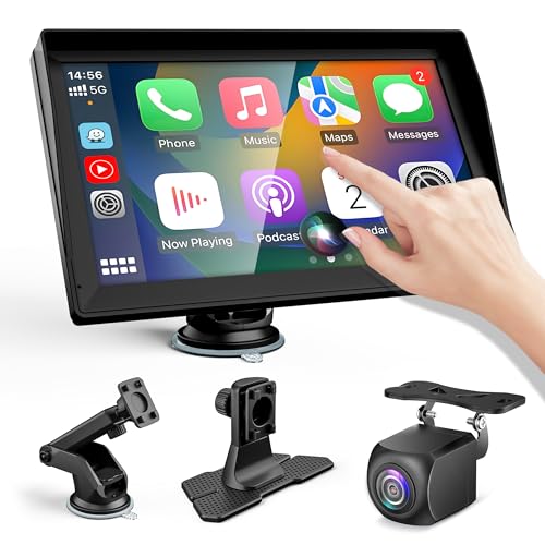 OGASAMI Wireless Apple Car Play Android Auto Portable Car Stereo with Bluetooth/Backup Camera/Mirror Link/Siri/FM Transmitter/SD/AUX/AV in/USB for All Vehicles, 9” Car Display Head Unit Touch Screen