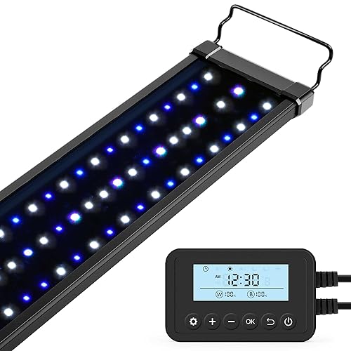 NICREW Saltwater Aquarium Light, Marine LED Fish Tank Light for Coral Reef Tanks, Programmable Timer Controller, 36 to 48-Inch, 36-Watt