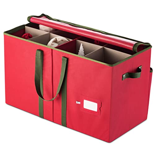 Zober Christmas Figurine Storage Box with Zippered Closure- Protect & Keeps Safe Up to 8 Christmas Figurines 15-Inch & Xmas Decorations Accessories, Durable Non-Woven Ornament Storage Container,Two Handles