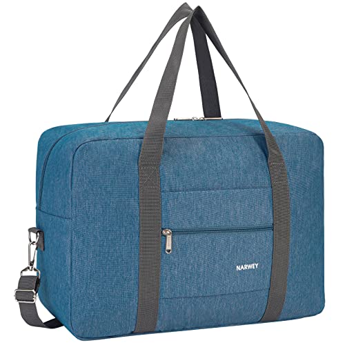 For Spirit Airlines Personal Item Bag 18x14x8 Foldable Travel Duffel Bag Tote Carry on Luggage Duffle Overnight for Women and Men (Thick Series Navy Blue (with Shoulder Strap))