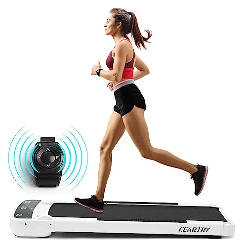 Treadmill 300 lb Capacity, Under Desk Treadmill with App, Walking Pad Treadmill, Electric Treadmill, Installation-Free Treadmills for Home, 12 Preset Programs Running Machine for Home (White)