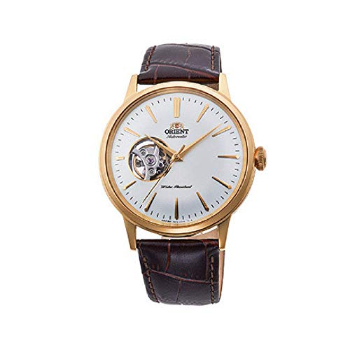 ORIENT Men's Bambino Open Heart Stainless Steel Japanese-Automatic Watch with Leather Strap, Gold, 20 (Model: RA-AG0003S10A)