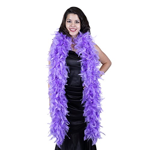 ZUCKER Turkey Feather Chandelle Boa - (72 Inch) Heavy Feather Boas for Adults - Roaring 20's Costume, Mardi Gras Party Boa