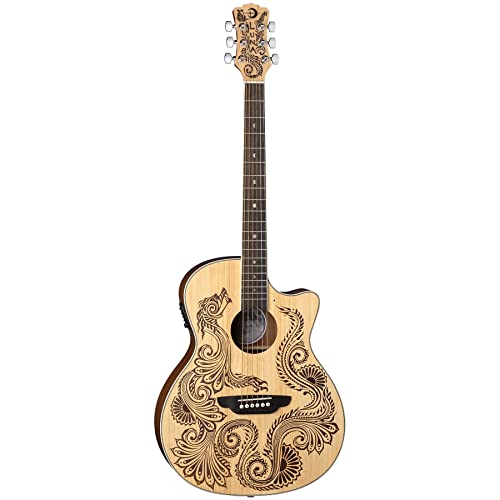 Luna Guitars Henna Dragon 6 String Spruce Acoustic/Electric Guitar, Right (HEN DRA SPR)