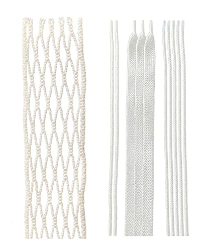 Performall Sports Dyna Lacrosse Mesh Stringing Kit 6D Diamond Semi-Soft White; 33 inch Tipped Lax Strings