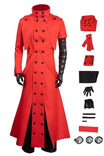 Heodols Anime Costume Adult Cosplay Old Red Trench Coat Jacket Shirt Pants Stampede Outfit Suits for Men